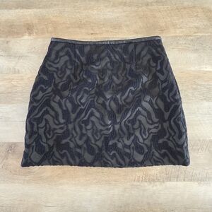 Zara Woman Black Embossed Patterned Mini Skirt